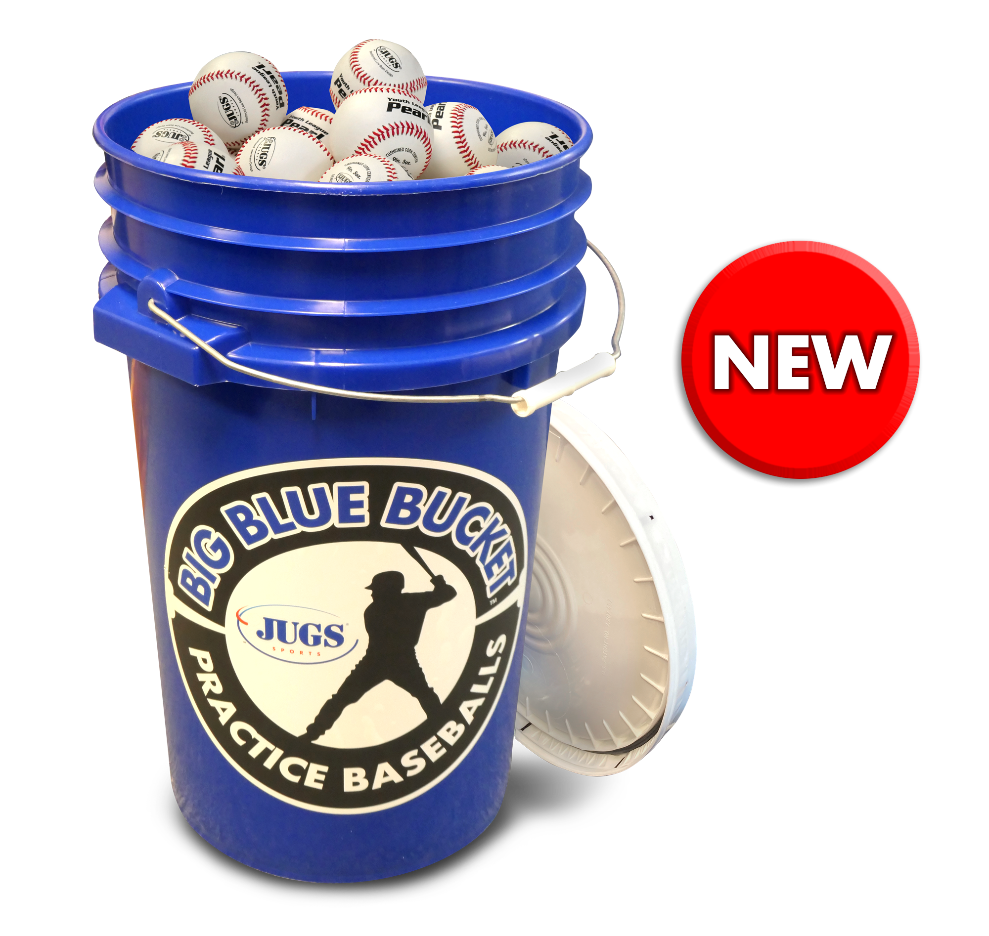 Balde Azul Grande con Pelotas de Baseball Pearl para Liga Juvenil
