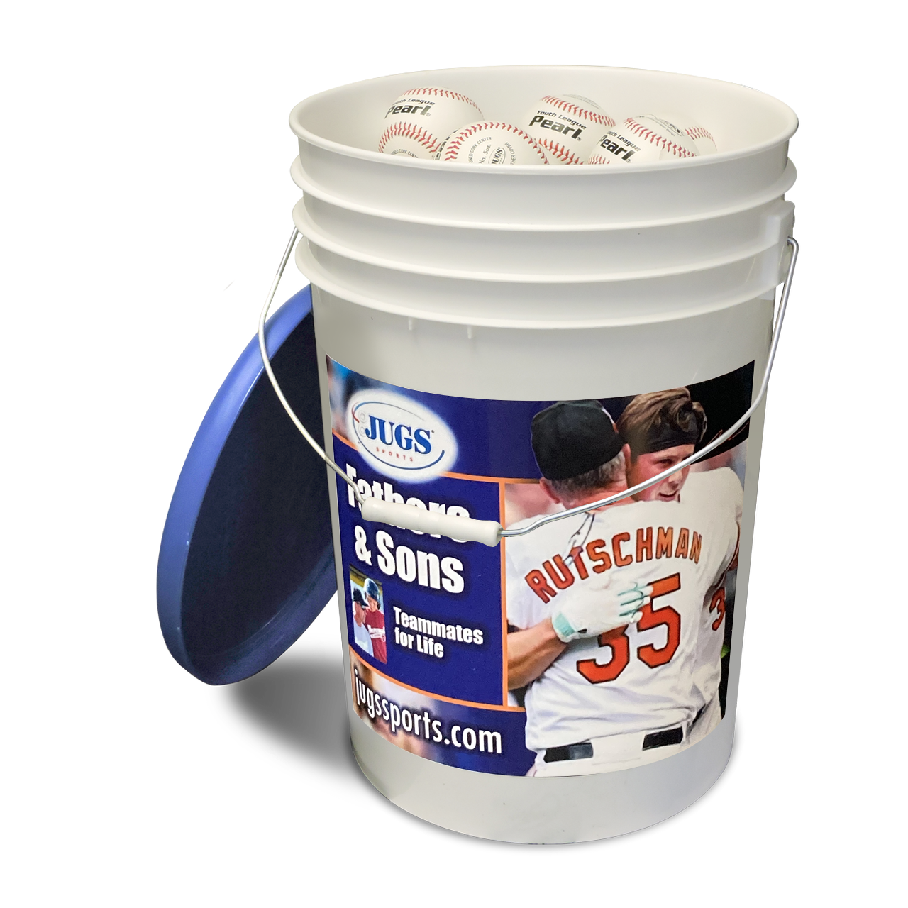 Balde de Pelotas de Baseball JUGS Pearl para Liga Juvenil